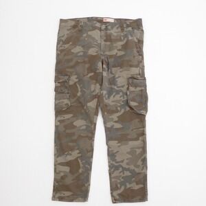 Wrangler Mens Regular Taper Camo Cargo Pants Green Brown 38x30 112326274